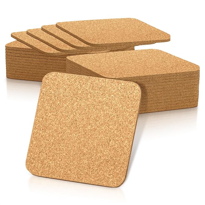 30 Pcs Disposable Coasters for Drinks to Protect Furniture, Reusable | Cork by DIMROM