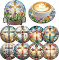 8 Pcs Christ Cross Diamond Art Coasters Kits 4x4 inch | Religion Diamond by ijbnhd