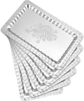 6-Pack Silver Serving Trays Set – Swirl Floral Engraved Serving Platters by BSTUR