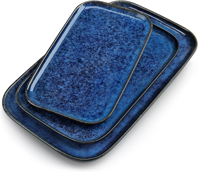 vancasso Stern Serving Platters Set of 3, 15/13/ 11 Inches Rectangular Serving by vancasso