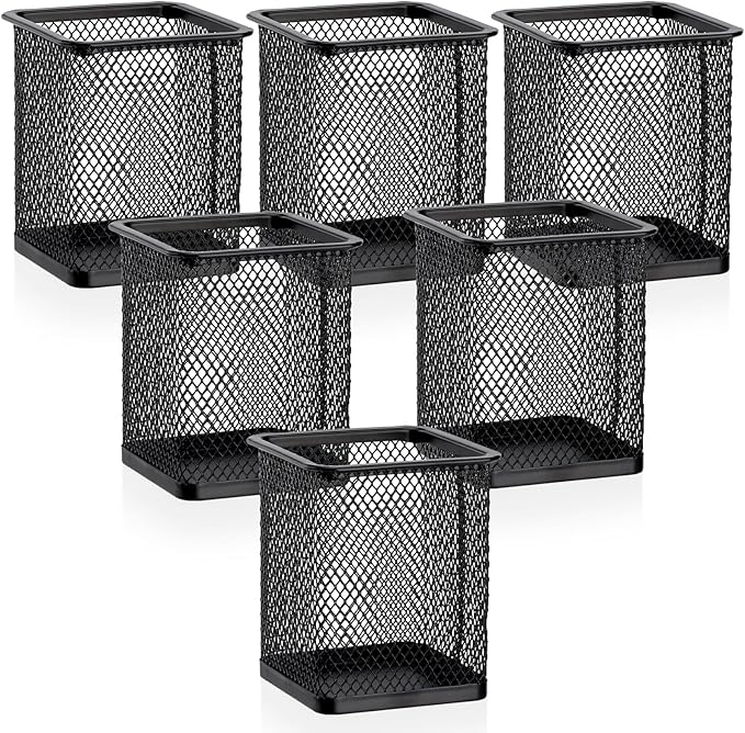 Segarty Pen Cup Holder, 6 Pack Square Black Pen Holder by Segarty