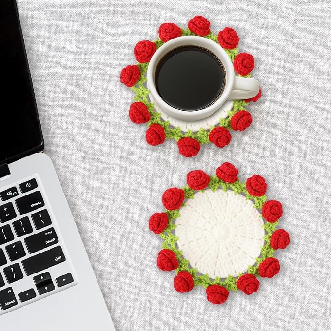 Crochet Flower Coasters, Handmade Bouquet Coasters - Image 2