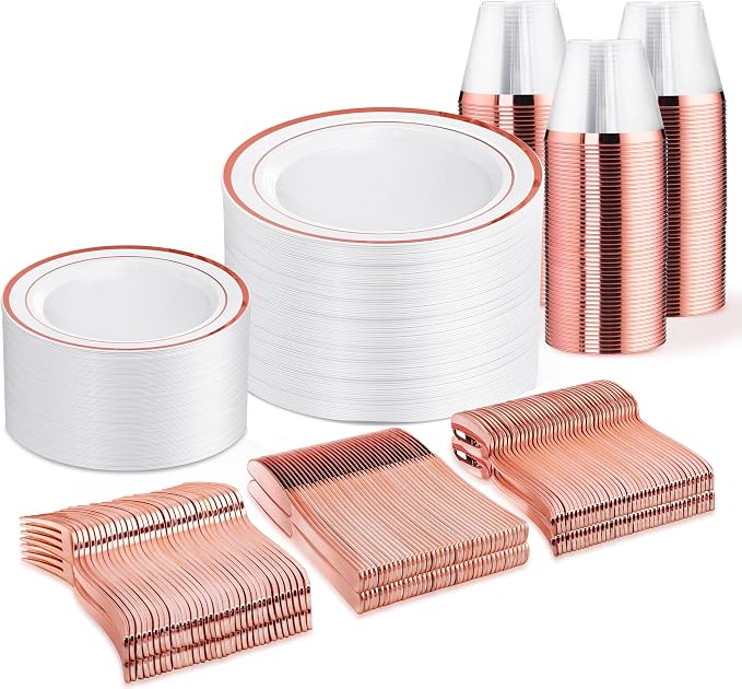 WELLIFE Rose Gold Plates, cups and silverware by WELLIFE