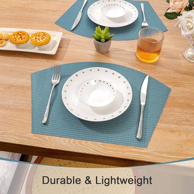 SHACOS Round Table Placemats Set of 4 Small Wedge Placemat Wipe Clean Heat - Image 6