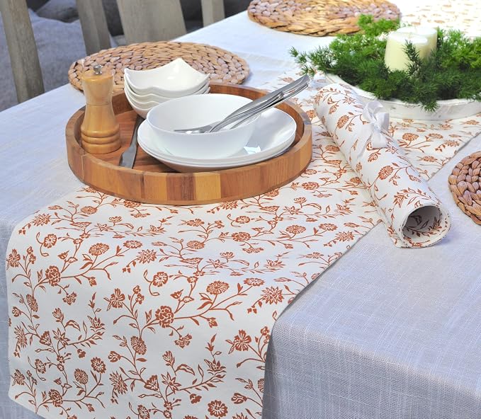 Floral Table Runner 72 Inches Long Vintage Flowers Botanical Design Vintage - Image 8