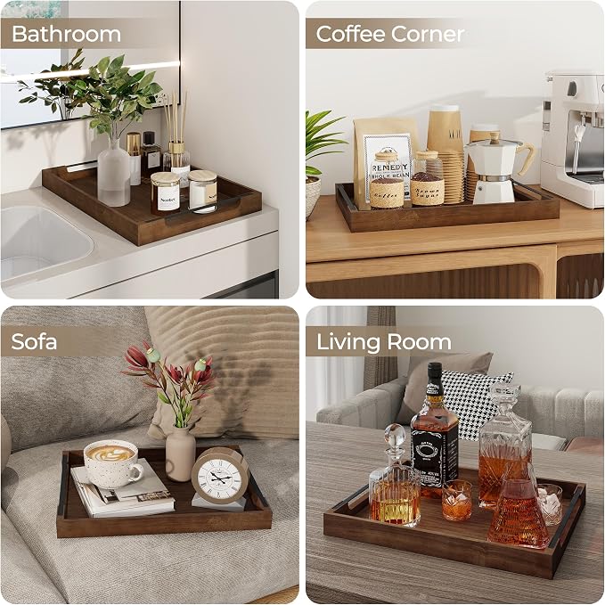 Wooden Serving Tray with Metal Handles|Ottoman Tray - Image 6