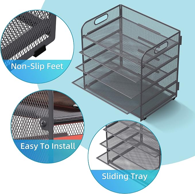 5 Trays Paper Organizer Letter Tray - Image 3