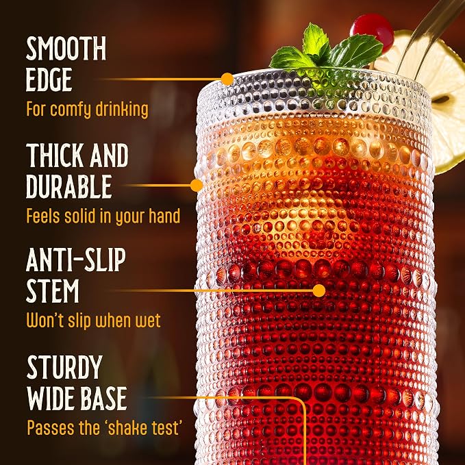 16 Oz Hobnail Drinking Glasses Set of 6 - Image 5