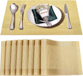 Placemats Set of 8, Vinyl Woven Gold Non Slip Table Mats | Heat Resistant by BxzanDya-LifeSmartMaker