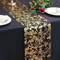 Snowkingdom 2 Pcs Black and Gold Table Runner, 11 x 108 Inch Gold Metallic Foil by Snowkingdom