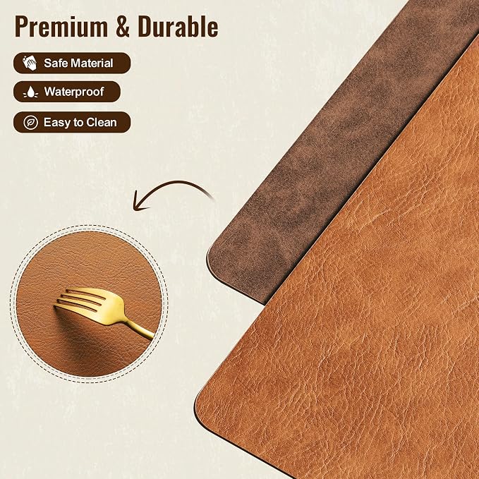 Placemats Set of 6, DOLOPL Reversible Dual-Color Faux Leather Place Mats - Image 7