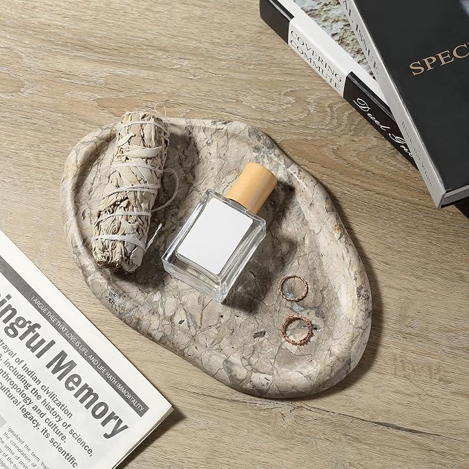 Marble Vanity Tray for Bathroom, Cloud Shape Stone Key Tray | 10" x 7" Marble - Image 6