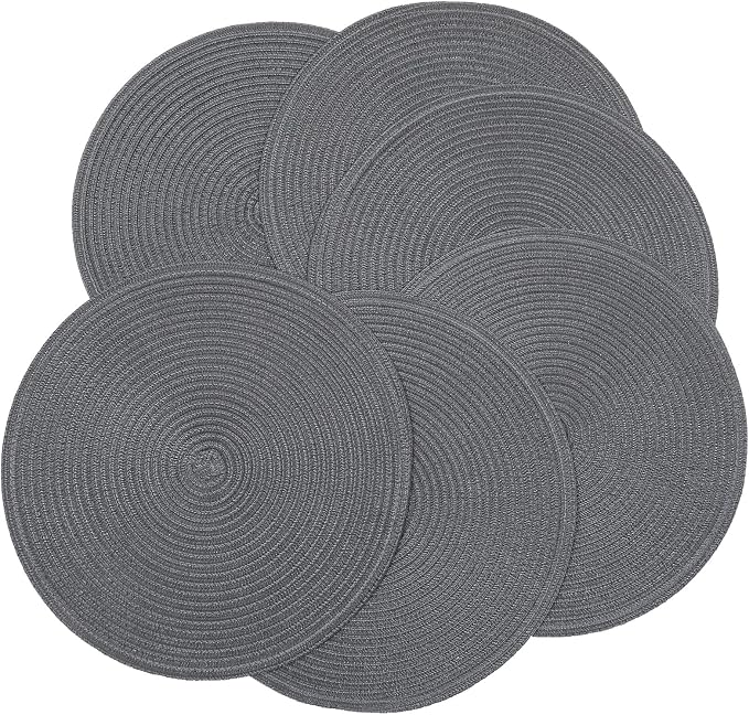 SHACOS Round Placemats Set of 6 Washable 15 inch Round Table Mats Cotton - Image 8