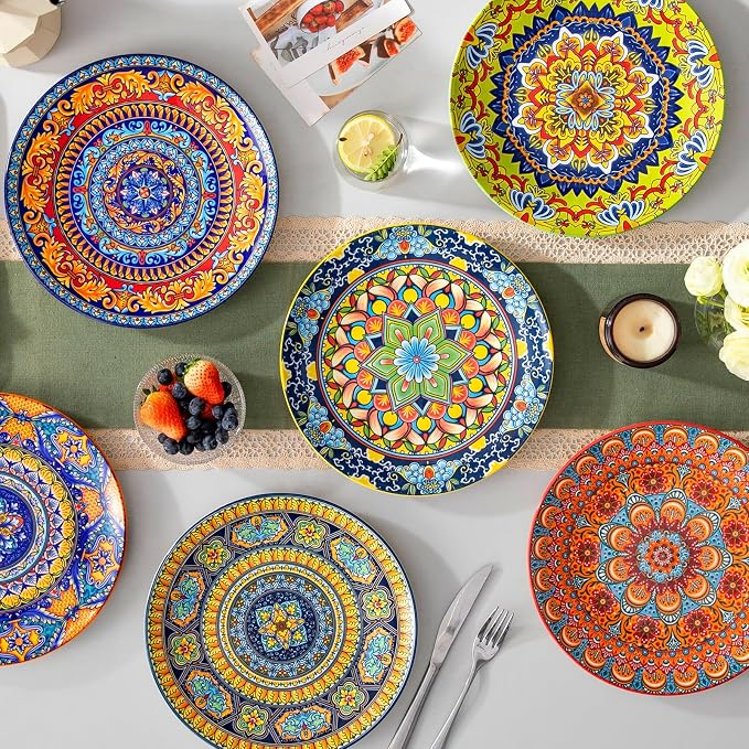 vancasso Colorful Dinner Plates Set of 6, 10.5 Inch Ceramic Kitchen Plates | - Image 8