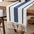 Boho Table Runner with Tassels for Fall Home Decor 12x72 Blue Decor | 72 Inches by FEXIA