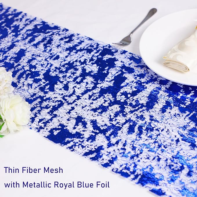 Snowkingdom 2 Pieces Royal Blue Table Runner, Sequin Glitter Foil Metallic Thin - Image 5