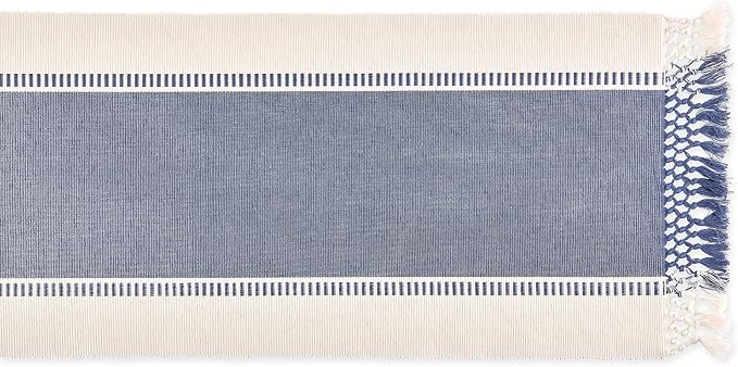 DII Dobby Stripe Woven Table Runner, 13x108 French Blue - Image 2