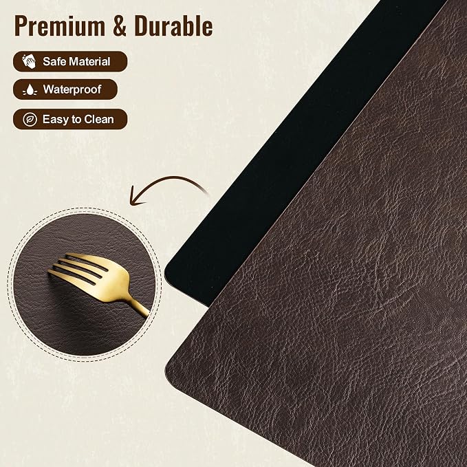 Placemats Set of 8, DOLOPL Reversible Dual-Color Faux Leather Place Mats - Image 8