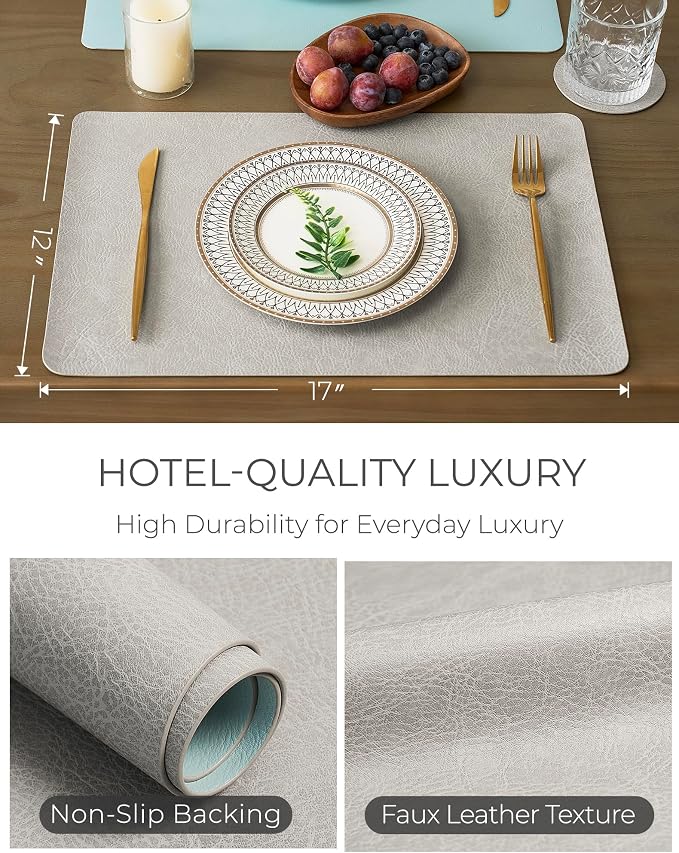 Leetaltree Reversible Faux Leather Placemats 12x17 Inch, Heat Resistant - Image 6
