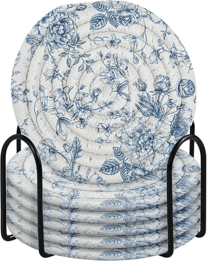 Chinoiserie Cotton Coaster Set of 6 by Elasign