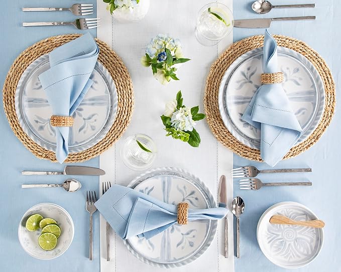 Solino Home 100% Linen Table Runner White, Classic Hemstitch 14 x 132 in | - Image 3