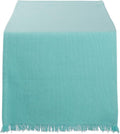 DII Everyday Collection, Fringed Check Tabletop, Table Runner, Solid Aqua by DII
