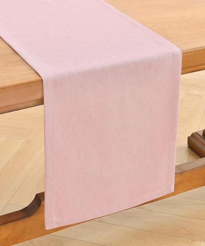 Wracra Linen Table Runner, Burlap Pink Table Runners 90 Inches Long | Rich - Image 7
