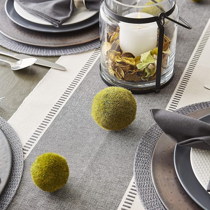 DII Dobby Stripe Table Runner, 13x108 Mineral Gray & Cream Background | Woven - Image 4