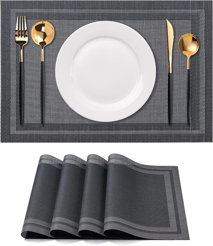 Placemats Set of 4 Washable Indoor | Outdoor Vinyl Place Mats by CADONO