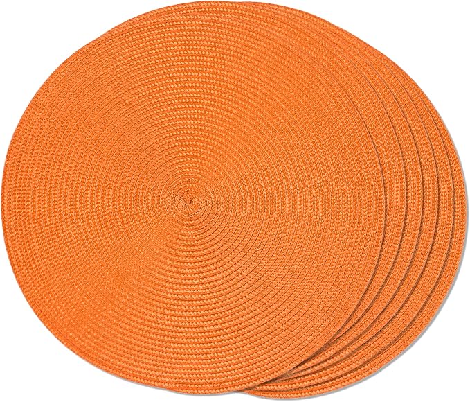 FunWheat Round Braided Placemats Set of 6 Table Mats by FunWheat