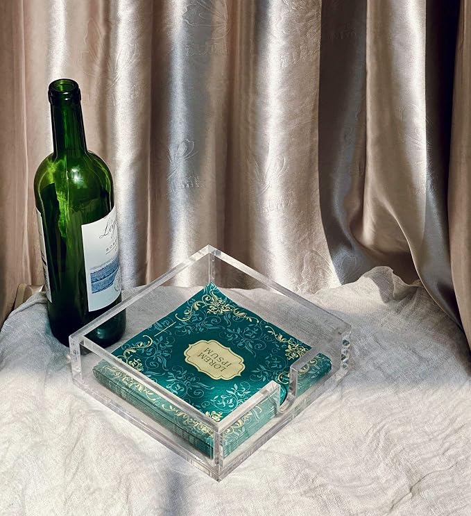 Acrylic Cocktail Paper Napkin Holder, Decorative Clear Cocktail Napkin Caddy - Image 2
