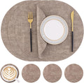 Homaxy Round Faux Leather Placemats and Coasters, Light Brown | Washable by Homaxy