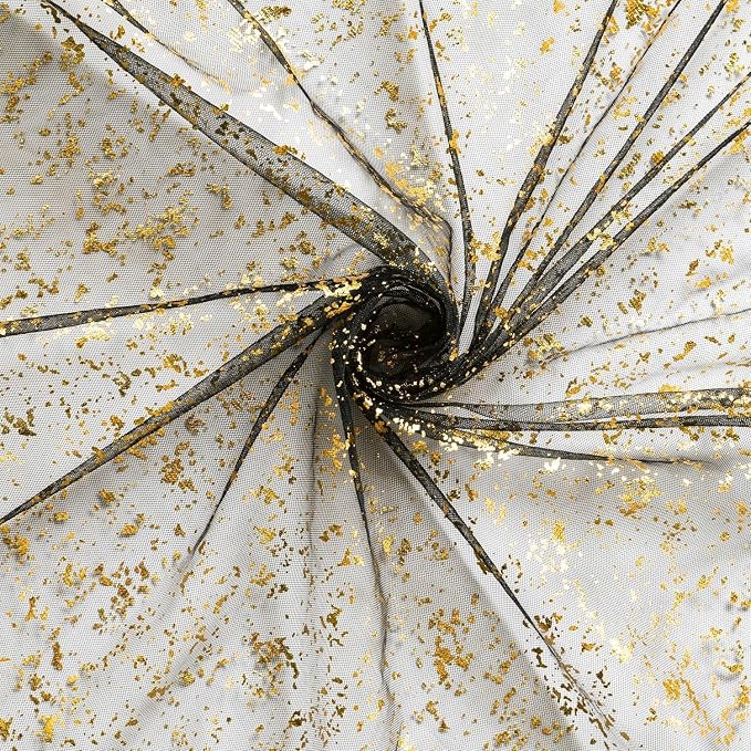 Artoid Mode Black Gold Gauze Table Runner 120 Inch 10FT, Glitter Metallic Foil - Image 5