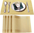 Placemats Set of 4, Vinyl Woven Gold Non Slip Table Mats | Heat Resistant by BxzanDya-LifeSmartMaker