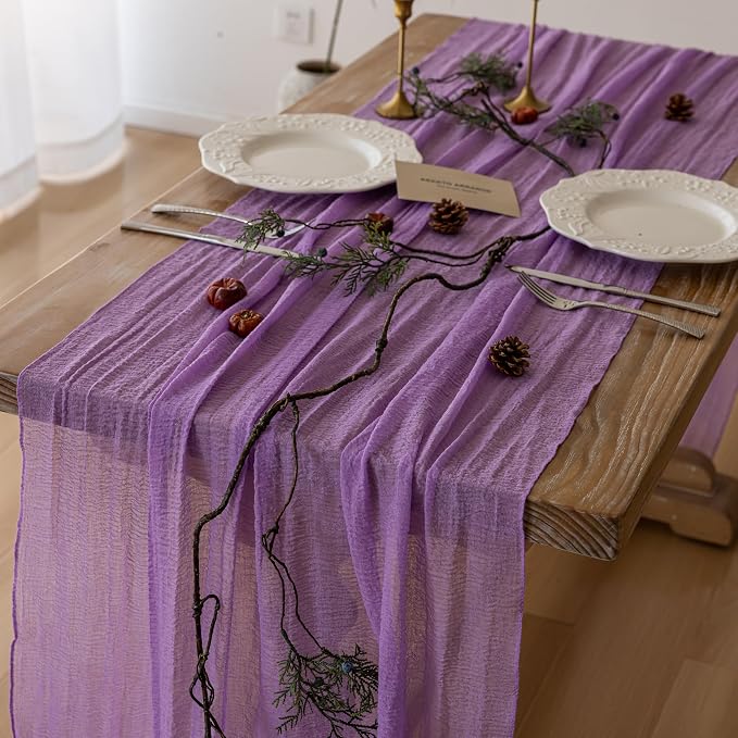 10Pcs Lilac Cheesecloth Table Runner 120 Inches by KEKETOARRANGE