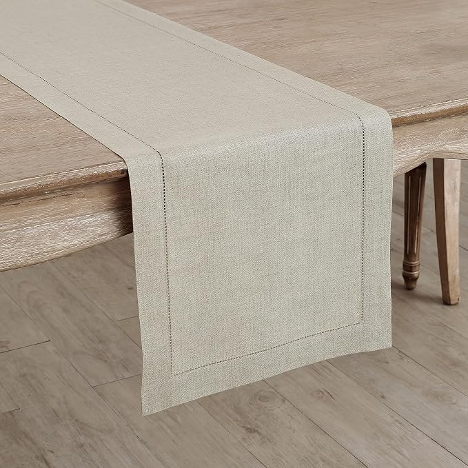 Solino Home 100% Pure Linen Dining Table Runner Natural Woven, 14 x 60 in | - Image 2