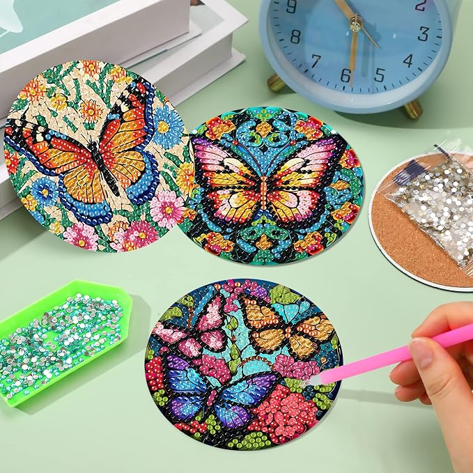 Mrnsiet 8 Pcs Butterfly Diamond Painting Coasters Kits - Image 7