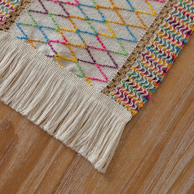Keketoarrange Boho Macrame Table Runner 12x36 Inch | Woven Burlap Rustic Runner - Image 8