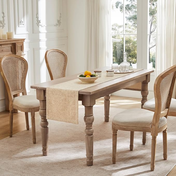 Burlap Style Farmhouse Table Runner, 14x36 Inches Oatmeal Beige | Thick Durable - Image 3