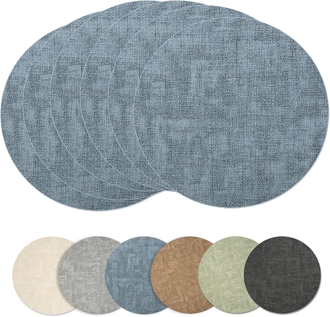 Maxpearl Faux Leather Round Placemats Set of 6, 13.8 inch, Heat Resistant by Maxpearl