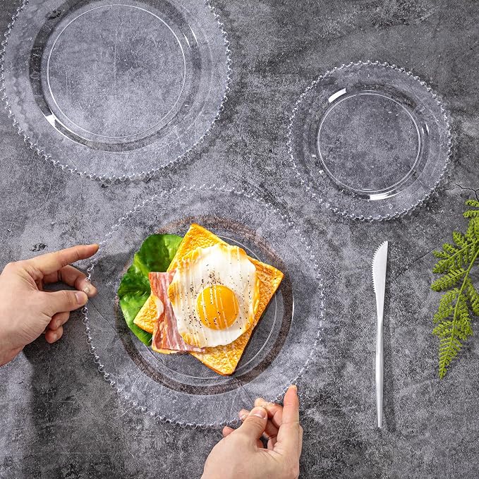 U-QE 60PCS Clear Plastic Plates - Image 3