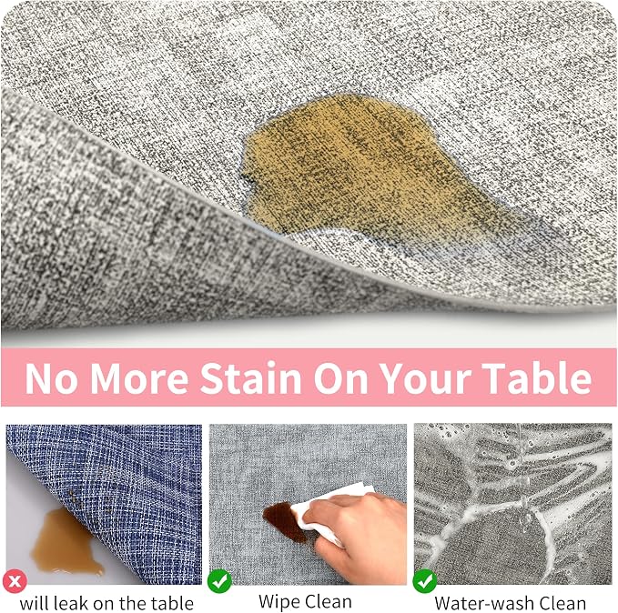 Maxpearl Faux Leather Placemats Set of 4, Light Grey | Waterproof - Image 2