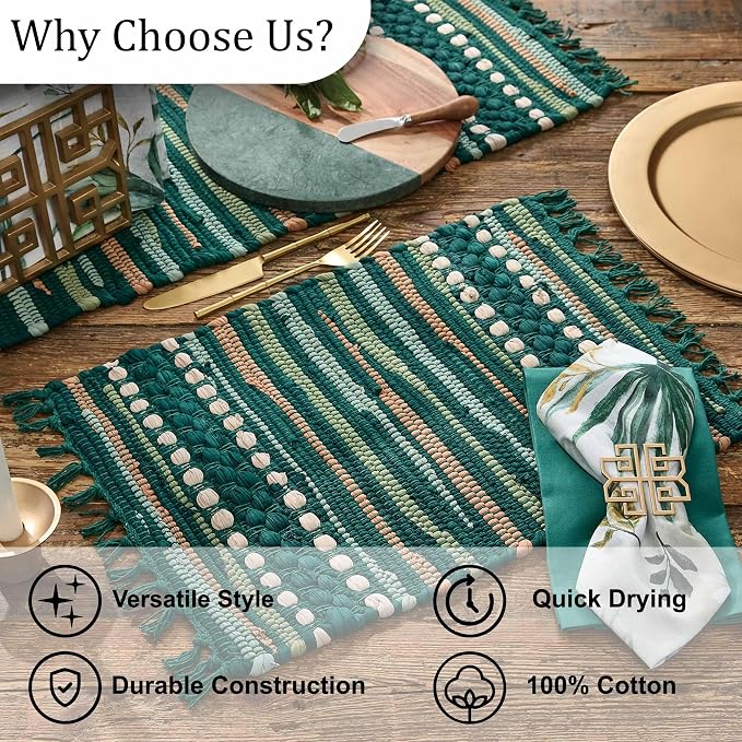 Park Designs Rainforest Chindi Table Runner 13" x 54" | Cotton | Tassel Fringe - Image 5