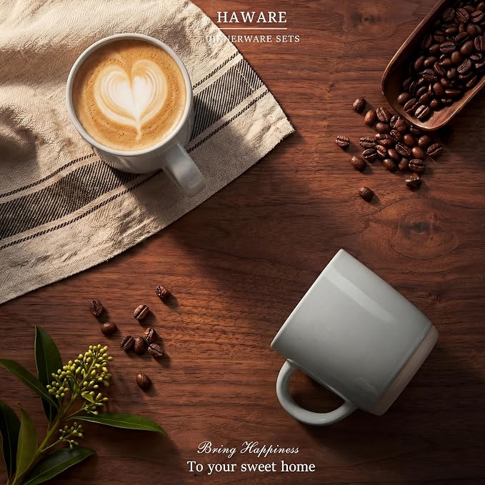 HaWare 13OZ Coffee Mugs Set of 4, Stoneware Coffee Cups - Image 7