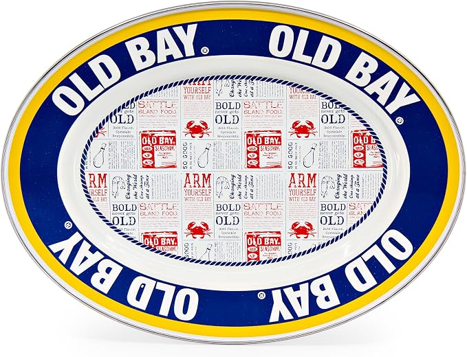 Golden Rabbit Enamelware Oval Platter, 12 x 16in, Old Bay | 12 x 16in by GoldenRabbitEnamelware