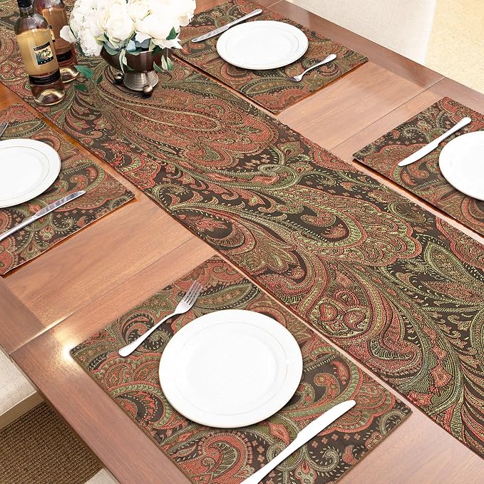 Loom and Mill Vintage Paisley Jacquard Table Runner 13x90 inch - Image 4
