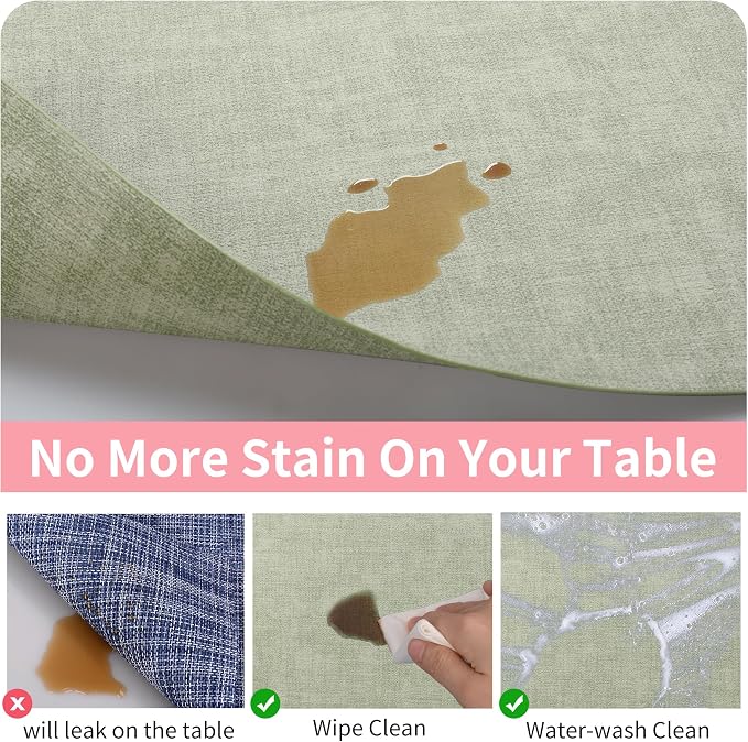 Maxpearl Faux Leather Placemats Set of 4, Light Green | Waterproof - Image 3