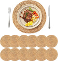 13.8'' Round Woven Placemats Set of 12, Boho Wicker Chargers, Terrekraft | by TerrekraftMakeLuxuryTraysAffordable