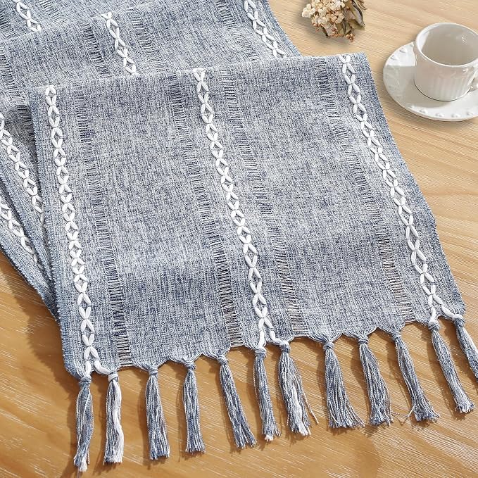 Rustic Boho Table Runner, Farmhouse Table Runners 90 Inches Long by Cenebonxy
