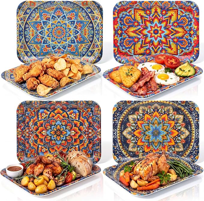 4 Pieces Bohemian Serving Trays by Tiangrid